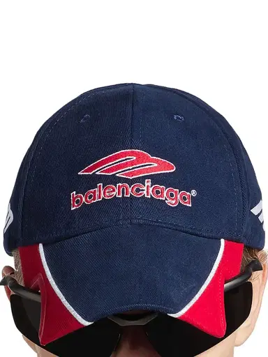 Balenciaga Men's 3B Football Cap - Dark Navy Red - Size Medium | Thumbnail 5