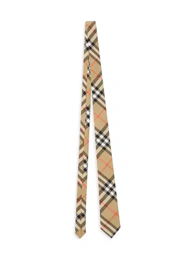 Burberry Boy's Cotton Check Tie - Sand | Thumbnail 1 Burberry Boy's Cotton Check Tie - Sand | Thumbnail 1