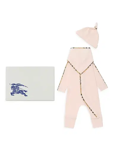 Burberry Baby Girl's Hamilton Coverall, Bib & Hat Set | Thumbnail 5