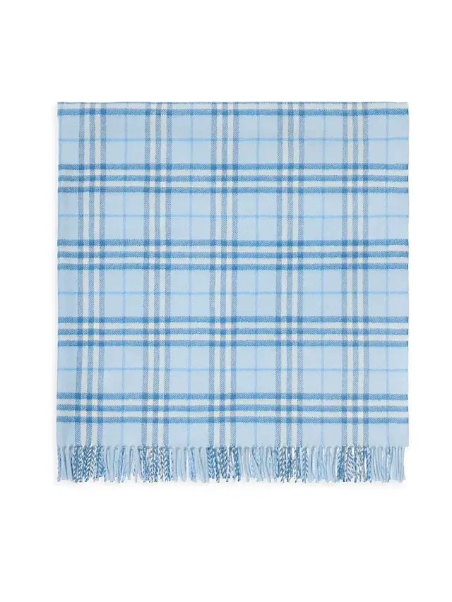 Baby's Vintage Check Wool Blanket - Ice Blue