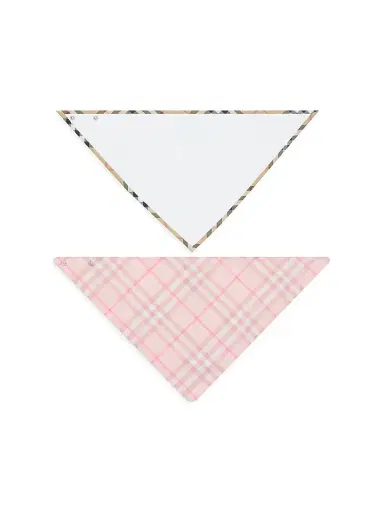 Burberry Baby's Check Cotton 2-Piece Bib Set - Ice Pink | Thumbnail 2