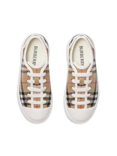 Burberry Kid's Teddy Check Low-Top Sneakers - Sand 1 (Child) | Thumbnail 4