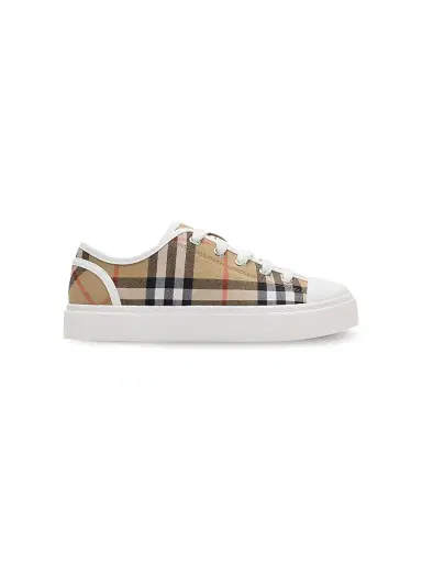 Burberry Kid's Teddy Check Low-Top Sneakers - Sand 1 (Child) | Thumbnail 1
