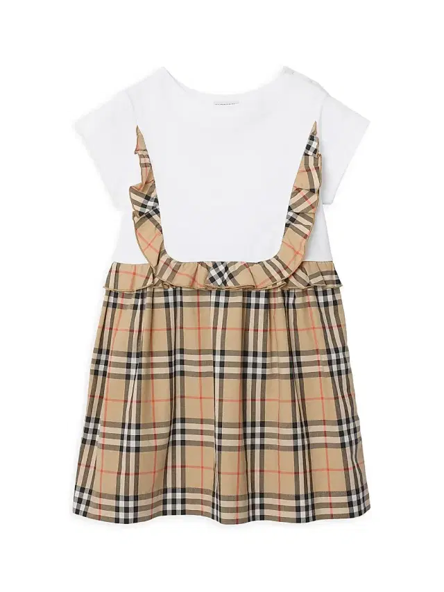 Burberry Baby Girl's, Little Girl's & Girl's Rhonda Frill Check Trim Dress - White 6 Months