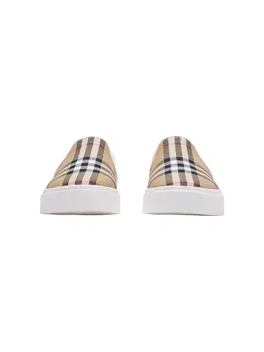 Burberry Kid's Kit Check Slip-On Sneakers - Sand - Size 3.5 (Child) | Thumbnail 2