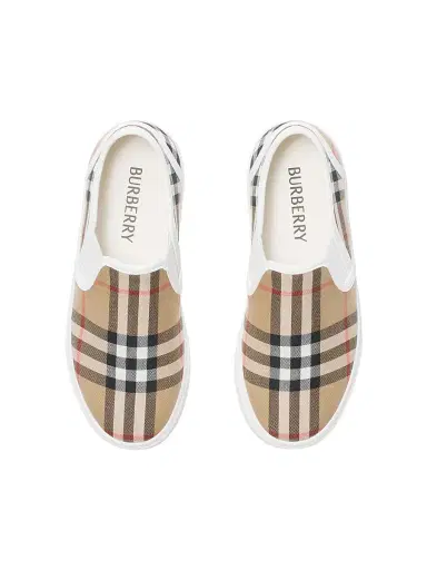 Burberry Kid's Kit Check Slip-On Sneakers - Sand - Size 3.5 (Child) | Thumbnail 4