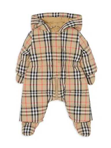 Burberry Baby's Harper Down Footed Coverall - Sand - Size 9 Months | Thumbnail 1
