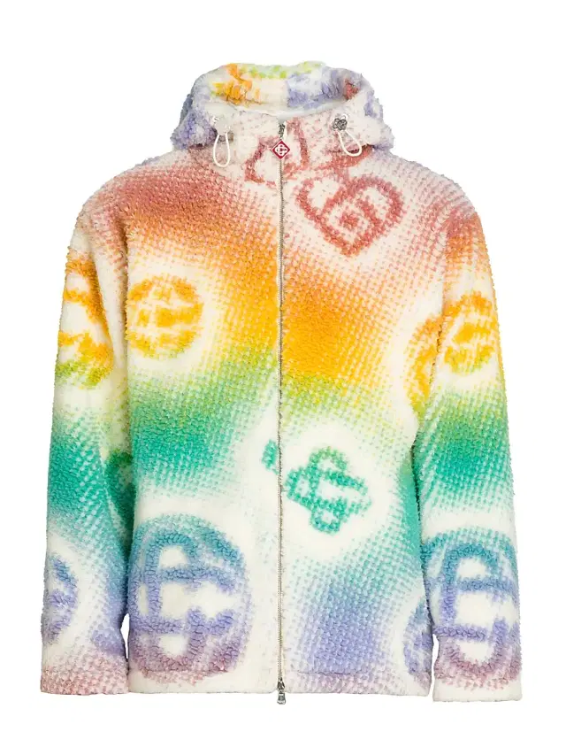Casablanca Men's Halftone Monogram Fleece Hooded Jacket - Halftone Monogram