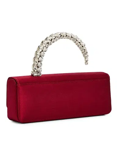L'Alingi Women's Malika Stone-Handle Satin Clutch - Burgundy | Thumbnail 3 L'Alingi Women's Malika Stone-Handle Satin Clutch - Burgundy | Thumbnail 3