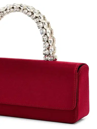 L'Alingi Women's Malika Stone-Handle Satin Clutch - Burgundy | Thumbnail 5 L'Alingi Women's Malika Stone-Handle Satin Clutch - Burgundy | Thumbnail 5