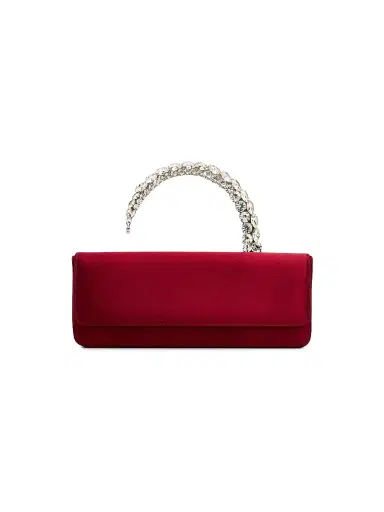 L'Alingi Women's Malika Stone-Handle Satin Clutch - Burgundy | Thumbnail 1 L'Alingi Women's Malika Stone-Handle Satin Clutch - Burgundy | Thumbnail 1