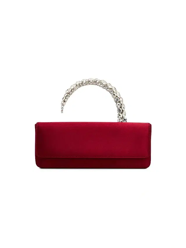 Women's Malika Stone-Handle Satin Clutch - Burgundy