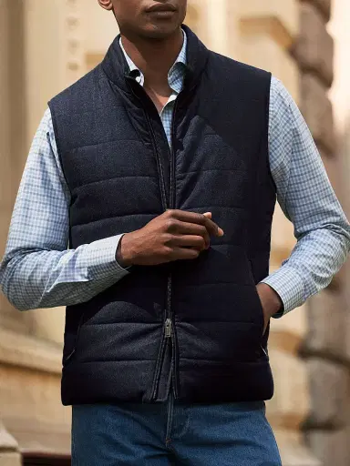 Eton Men's Wool Flannel Padded Vest - Navy - Size XXL | Thumbnail 8 Eton Men's Wool Flannel Padded Vest - Navy - Size XXL | Thumbnail 8