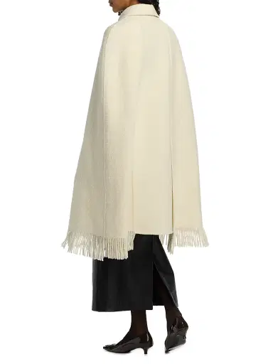 Toteme Women's Fringe Bouclé Wool Cape Coat - Winter White | Thumbnail 5 Toteme Women's Fringe Bouclé Wool Cape Coat - Winter White | Thumbnail 5