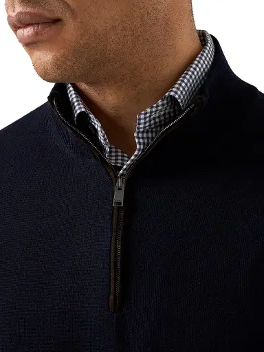 Eton Men's Merino Wool Quarter-Zip Sweater - Navy | Thumbnail 3 Eton Men's Merino Wool Quarter-Zip Sweater - Navy | Thumbnail 3
