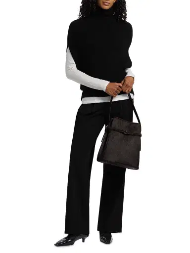 Toteme Women's Crossover Double-Knit Wool Turtleneck Sweater - Black | Thumbnail 2 Toteme Women's Crossover Double-Knit Wool Turtleneck Sweater - Black | Thumbnail 2
