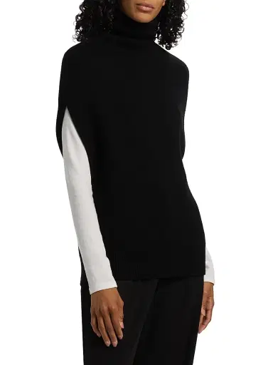 Toteme Women's Crossover Double-Knit Wool Turtleneck Sweater - Black | Thumbnail 4 Toteme Women's Crossover Double-Knit Wool Turtleneck Sweater - Black | Thumbnail 4