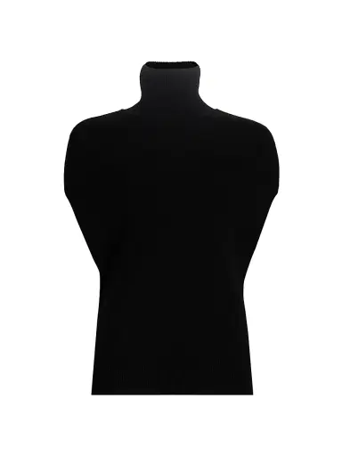 Toteme Women's Crossover Double-Knit Wool Turtleneck Sweater - Black | Thumbnail 1 Toteme Women's Crossover Double-Knit Wool Turtleneck Sweater - Black | Thumbnail 1