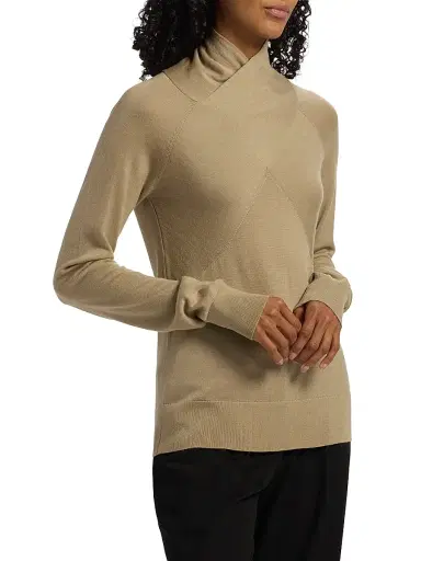 TOTEME Women's Crossover Double-Knit Wool Turtleneck Sweater | Thumbnail 4 TOTEME Women's Crossover Double-Knit Wool Turtleneck Sweater | Thumbnail 4