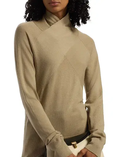 TOTEME Women's Crossover Double-Knit Wool Turtleneck Sweater | Thumbnail 6 TOTEME Women's Crossover Double-Knit Wool Turtleneck Sweater | Thumbnail 6