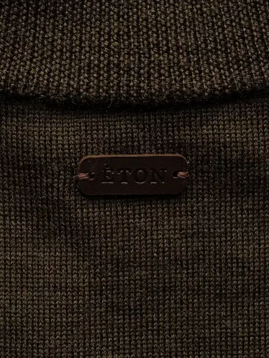Eton Men's Merino Wool Quarter-Zip Sweater - Olive Green | Thumbnail 8 Eton Men's Merino Wool Quarter-Zip Sweater - Olive Green | Thumbnail 8