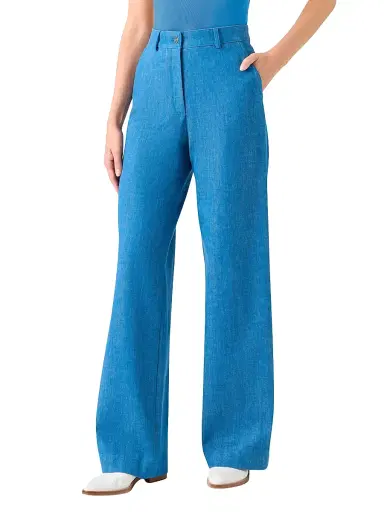 Akris Women's Finnian Stretch Denim Straight Pants - Twilight - Size 4 | Thumbnail 3