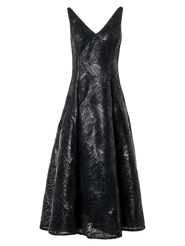 Akris Women's Embroidered Fit & Flare Midi-Dress - Black
