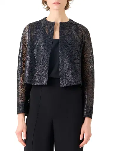 Akris Women's Haron Lacquered Lace Short Jacket - Black - Size 12 | Thumbnail 3 Akris Women's Haron Lacquered Lace Short Jacket - Black - Size 12 | Thumbnail 3