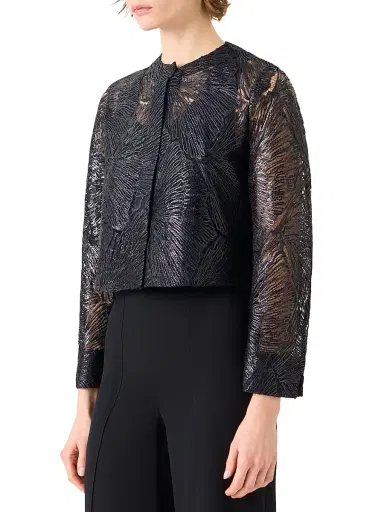 Akris Women's Haron Lacquered Lace Short Jacket - Black - Size 12 | Thumbnail 4 Akris Women's Haron Lacquered Lace Short Jacket - Black - Size 12 | Thumbnail 4