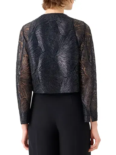 Akris Women's Haron Lacquered Lace Short Jacket - Black - Size 12 | Thumbnail 5 Akris Women's Haron Lacquered Lace Short Jacket - Black - Size 12 | Thumbnail 5