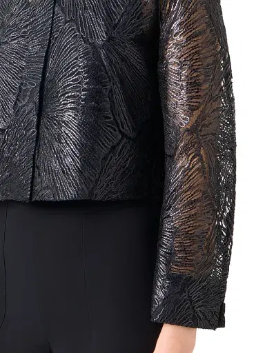 Akris Women's Haron Lacquered Lace Short Jacket - Black - Size 12 | Thumbnail 6 Akris Women's Haron Lacquered Lace Short Jacket - Black - Size 12 | Thumbnail 6