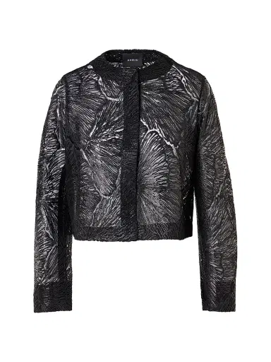 Akris Women's Haron Lacquered Lace Short Jacket - Black - Size 12 | Thumbnail 1 Akris Women's Haron Lacquered Lace Short Jacket - Black - Size 12 | Thumbnail 1
