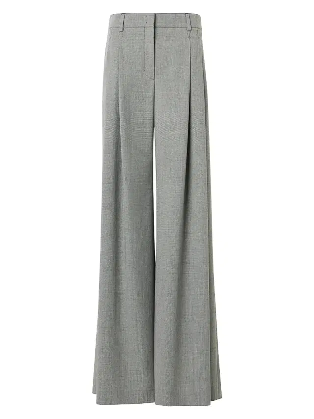 Women's Cassie Wool Pleated Wide-Leg Pants - Black White