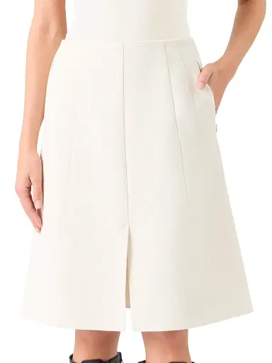 Akris Women's Double-Face Cotton A-Line Skirt - Ecru - Size 14 | Thumbnail 2 Akris Women's Double-Face Cotton A-Line Skirt - Ecru - Size 14 | Thumbnail 2