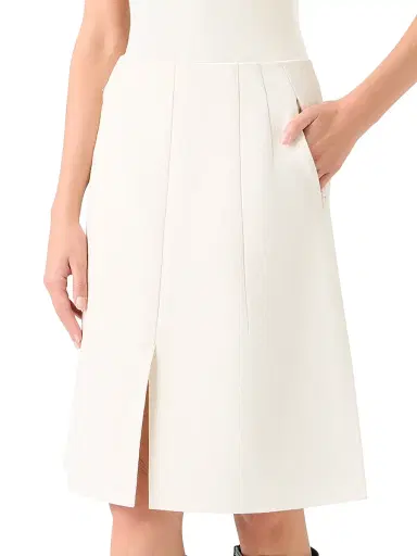 Akris Women's Double-Face Cotton A-Line Skirt - Ecru - Size 14 | Thumbnail 3 Akris Women's Double-Face Cotton A-Line Skirt - Ecru - Size 14 | Thumbnail 3