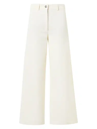 Akris Women's Finn Cotton-Linen Gabardine Wide-Leg Pants - Ecru - Size 12 | Thumbnail 1 Akris Women's Finn Cotton-Linen Gabardine Wide-Leg Pants - Ecru - Size 12 | Thumbnail 1