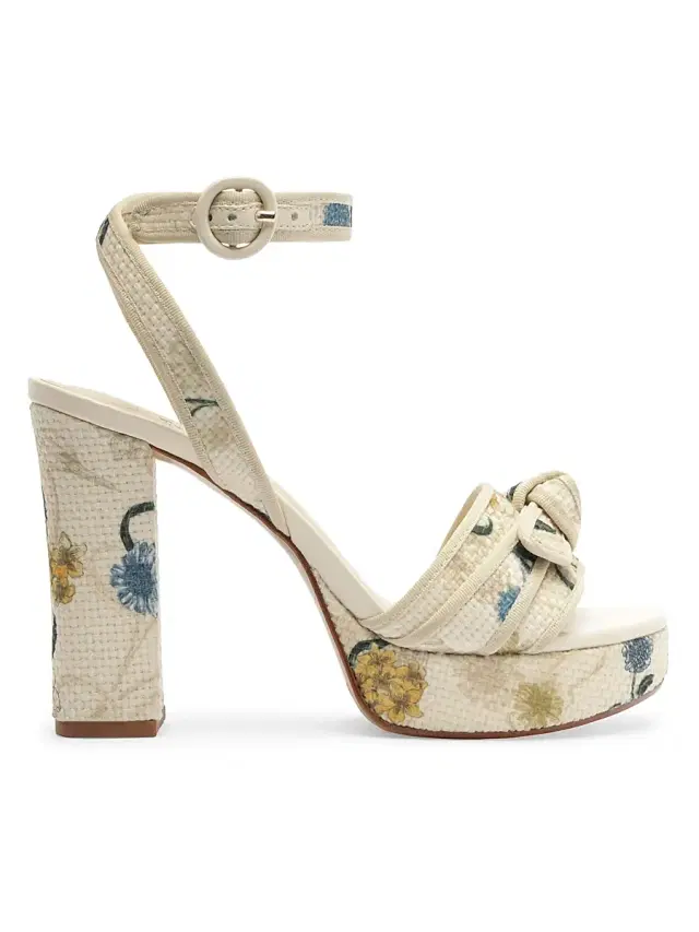 Women's Grosgrain Raffia Platform 120MM Floral Sandals - Laguna