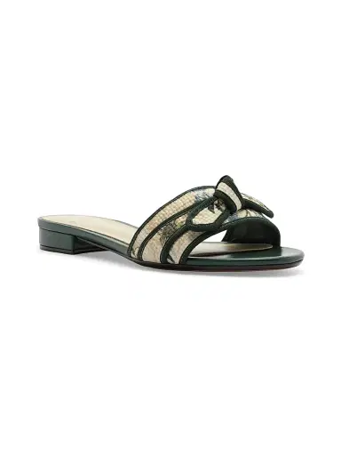 Alexandre Birman Women's Knot Raffia Flat Sandals - Laguna Green | Thumbnail 2