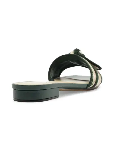 Alexandre Birman Women's Knot Raffia Flat Sandals - Laguna Green | Thumbnail 3