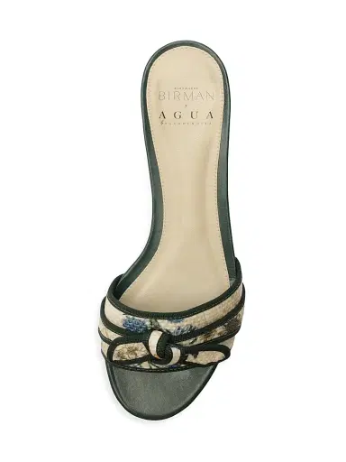 Alexandre Birman Women's Knot Raffia Flat Sandals - Laguna Green | Thumbnail 6