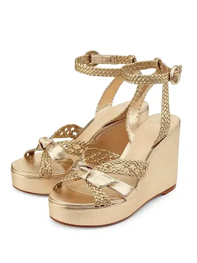 Alexandre Birman Women's Suelita 100MM Leather Platform Wedge Sandals - Golden - Size 8 | Thumbnail 2 Alexandre Birman Women's Suelita 100MM Leather Platform Wedge Sandals - Golden - Size 8 | Thumbnail 2