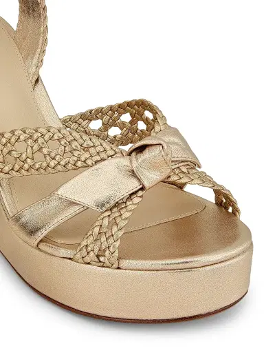Alexandre Birman Women's Suelita 100MM Leather Platform Wedge Sandals - Golden - Size 8 | Thumbnail 6 Alexandre Birman Women's Suelita 100MM Leather Platform Wedge Sandals - Golden - Size 8 | Thumbnail 6