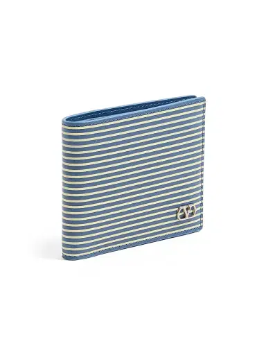 Valentino Garavani Men's Vlogo Signature Calfskin Wallet with Striped Print | Thumbnail 2 Valentino Garavani Men's Vlogo Signature Calfskin Wallet with Striped Print | Thumbnail 2