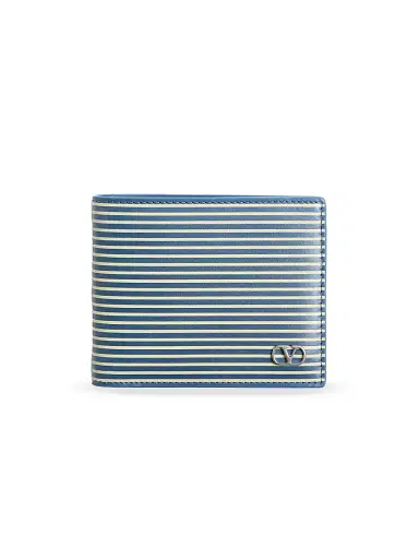 Valentino Garavani Men's Vlogo Signature Calfskin Wallet with Striped Print | Thumbnail 1 Valentino Garavani Men's Vlogo Signature Calfskin Wallet with Striped Print | Thumbnail 1