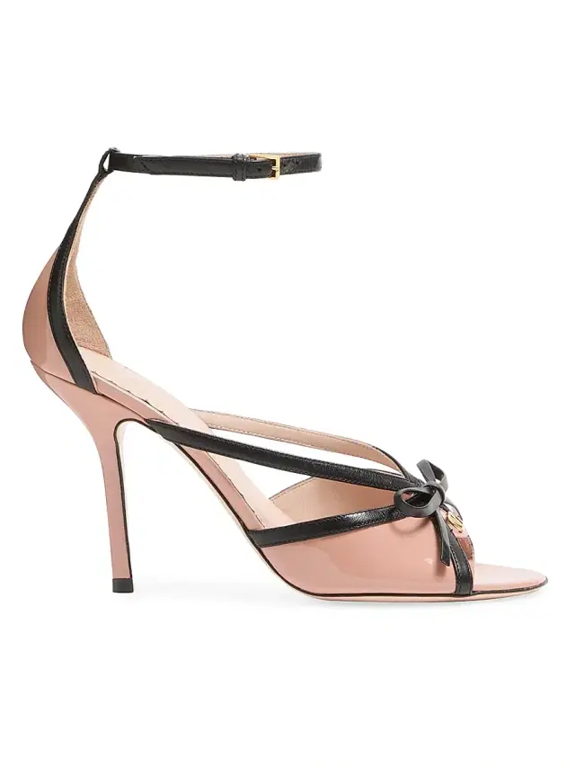 Women's Bepointy 100MM Sandals in Patent Leather - Pink Black