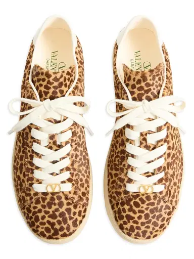 Valentino Garavani Men's Royco Sneakers in Hair Calf with Fauve Eclat Print - Brown - Size 12 | Thumbnail 4 Valentino Garavani Men's Royco Sneakers in Hair Calf with Fauve Eclat Print - Brown - Size 12 | Thumbnail 4