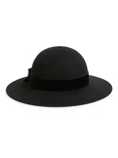 Valentino Garavani Women's VLogo Signature Hat in Lapin Fabric and Velvet with Taffetas Bow | Thumbnail 3 Valentino Garavani Women's VLogo Signature Hat in Lapin Fabric and Velvet with Taffetas Bow | Thumbnail 3