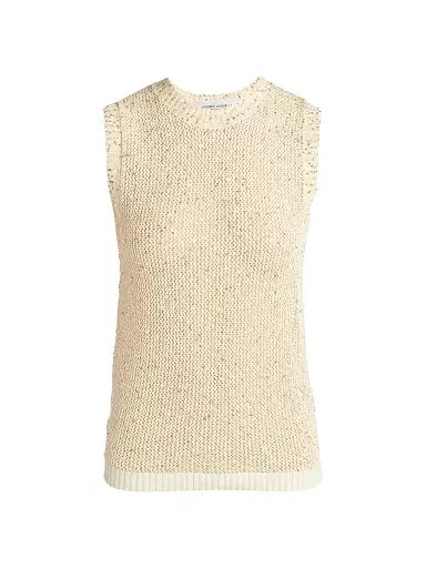Golden Goose Women's Journey Sequined Knit Tank Top - White - Size XXS | Thumbnail 1
