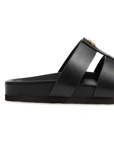 Valentino Garavani Men's Studshield Slide Sandals in Calfskin - Black - Size 7.5 | Thumbnail 5