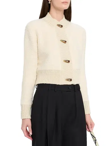 Golden Goose Women's Journey Oxa Bouclé Cardigan - White - Size XL | Thumbnail 3
